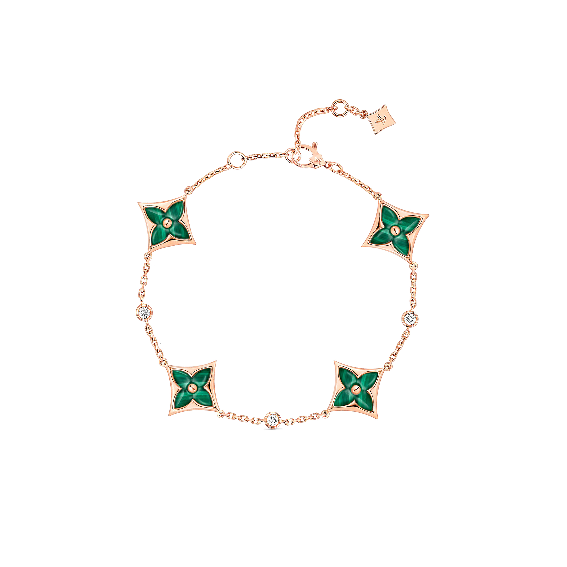 l**is V*t*n colour blossom bb multi-motifs bracelet, pink gold, malachite and diamonds q05570